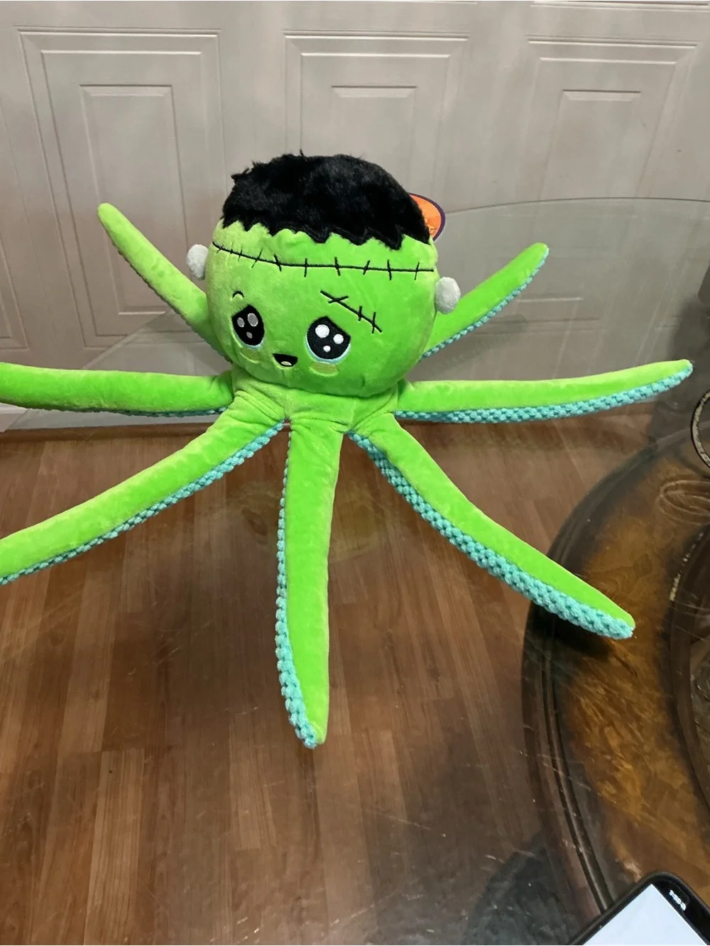 FuzzYard Halloween Frank  Squeaky Crinkle Plush Dog Toy Stuffed Octopus 17”